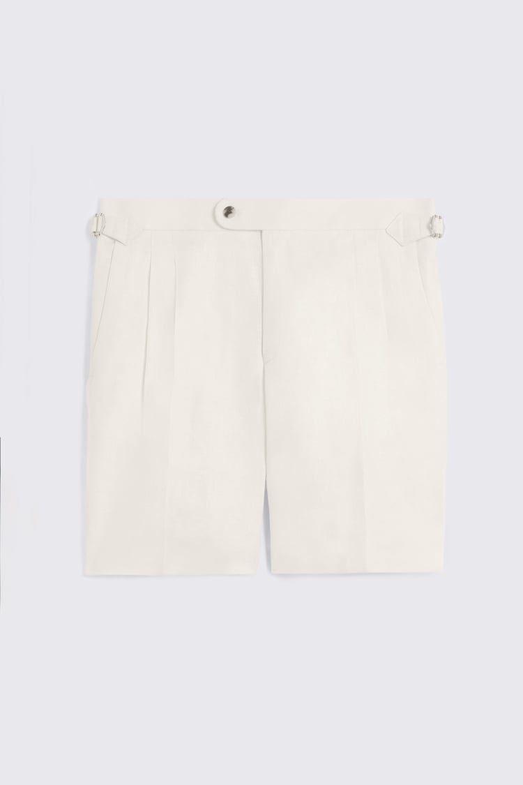 Off White Twill Linen Short 